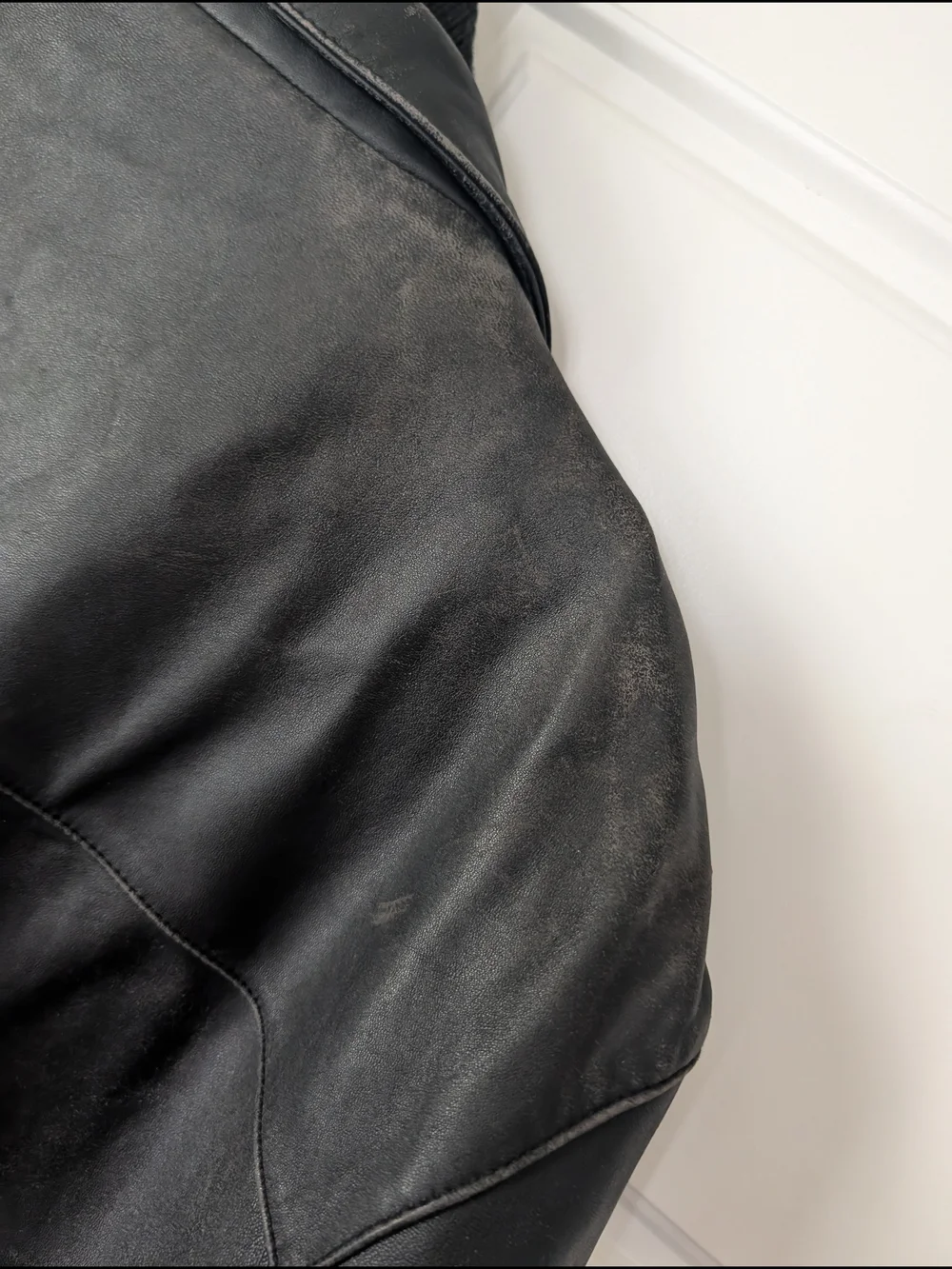 Men's Black Leather Zip-Front Coat